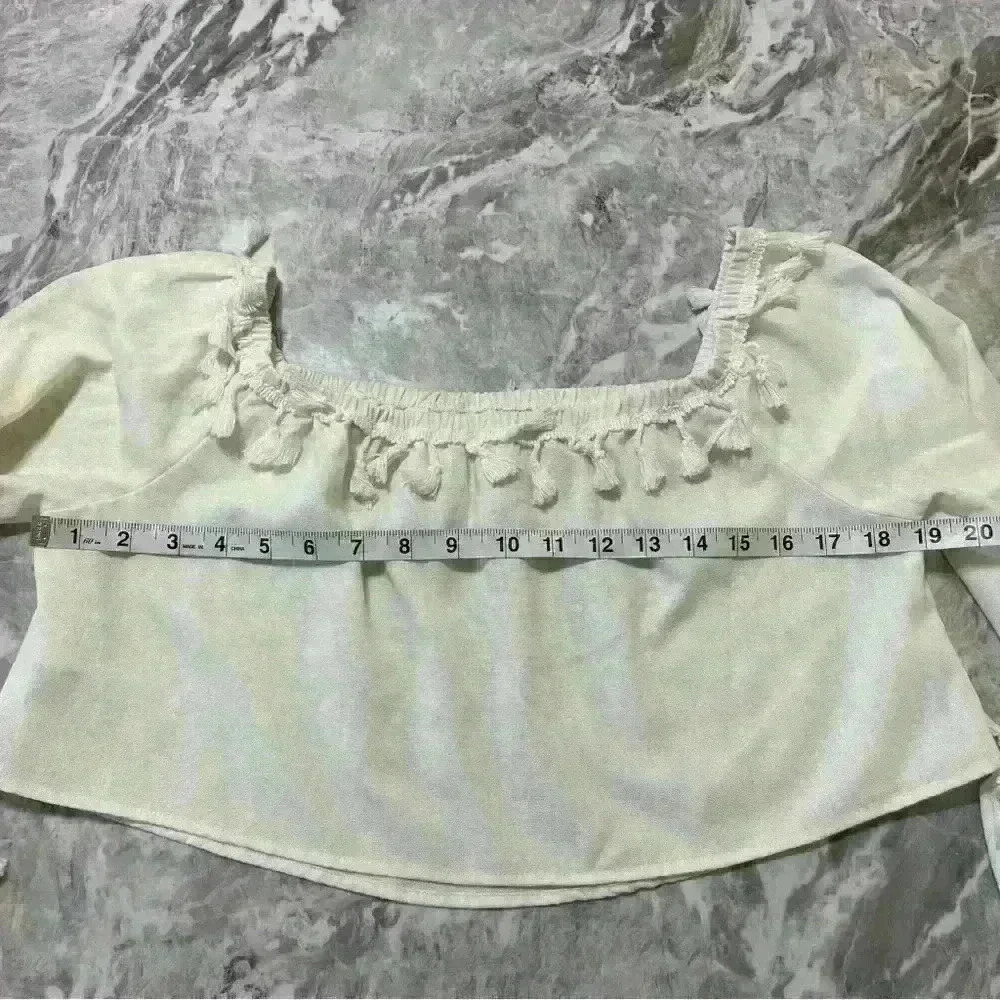 Women’s Linen Cropped Long Sleeve OFF SHOULDER Macrame size LARGE WHITE Beach - Picture 5 of 9